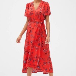 GAP Red Floral Midi Dress
